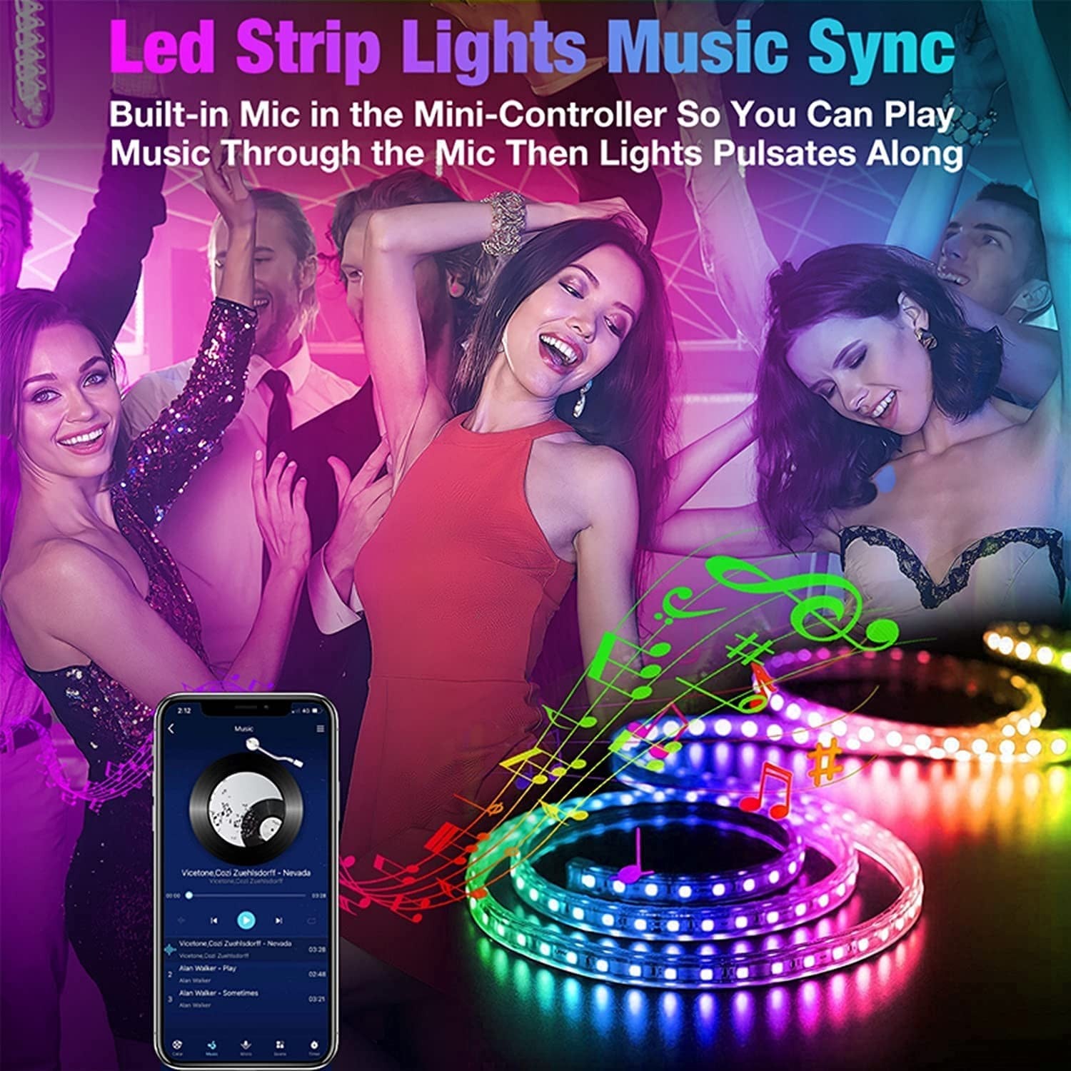 Luces LED De 100 Pies Con Control Inteligente Por Aplicación