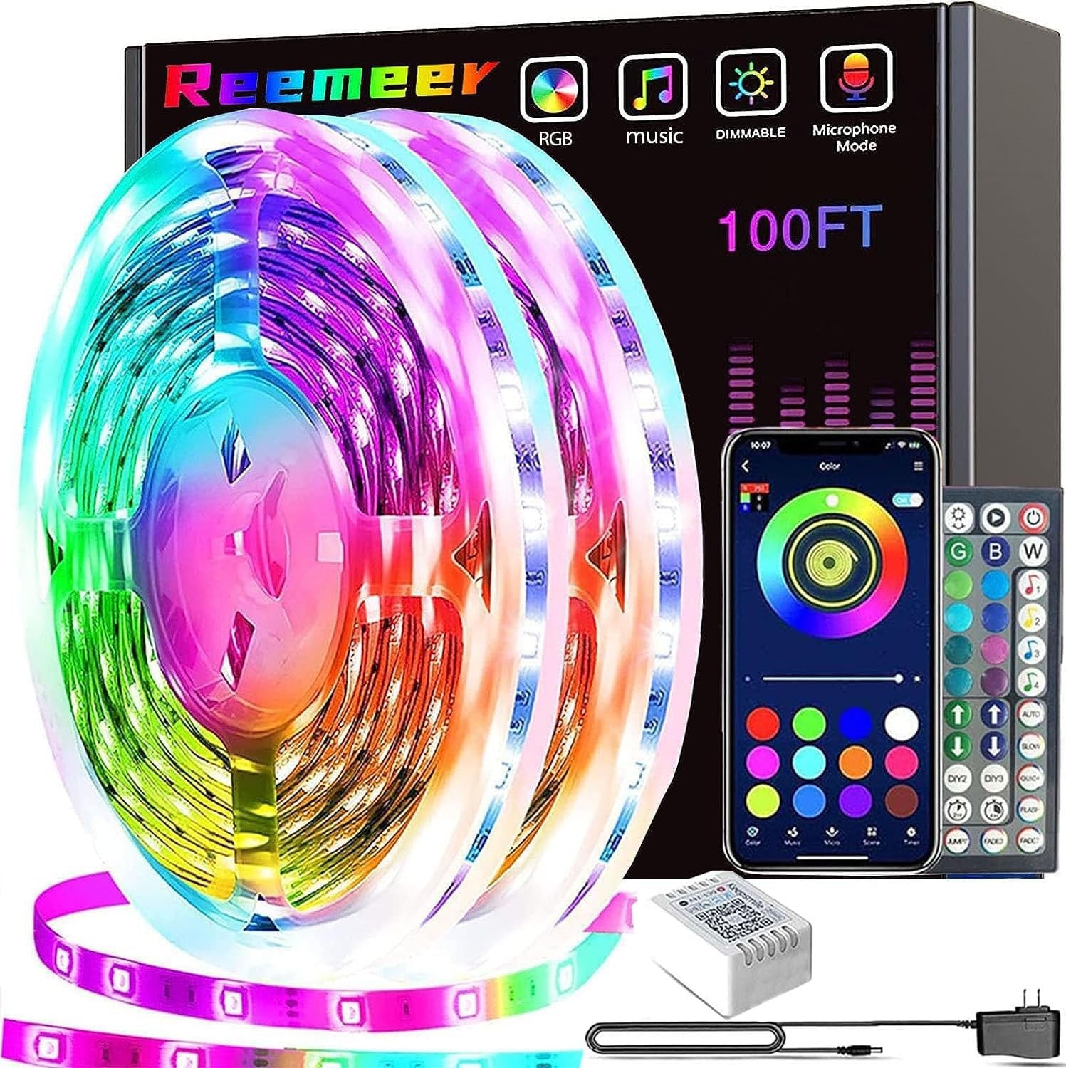 Luces LED De 100 Pies Con Control Inteligente Por Aplicación